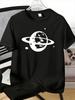 Unisexs Tee Simple Saturn Planet Space Pattern Print Cotton Short Sleeve Male Casual Streetwear Outdoor Daily Basic Fashion Top