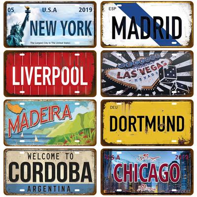 Piatto di Latta Città Stato Targa di Latta Città Famosa Placca Punto di Riferimento Segno di Metallo Decorazione Murale Garage Bar Pub Club Hotel Caffetteria Cucina Casa