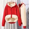 Men's Velvet-Lined Lambswool Hoodie - Trendy, Thickened, Plain Color Zipper Cardigan