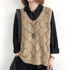 New, Retro, V-neck, Crochet, Knitted Sweater, Sleeveless Vest, Top, Loose, Hollowed Out, Pullover Vest