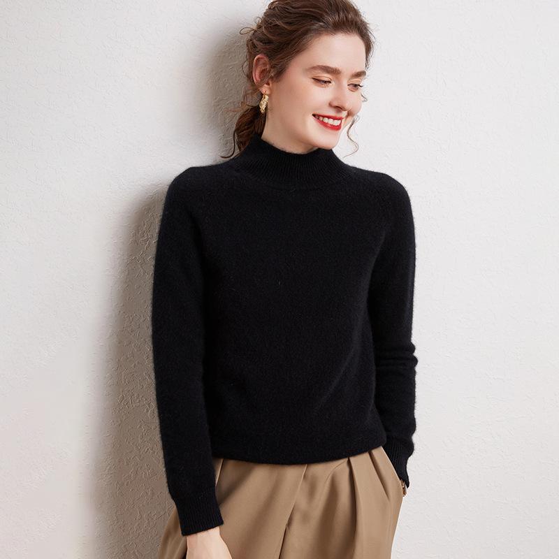 

Женский кашемировый однотонный толстый короткий свитер - трикотажный топ свободной вязки для осени/зимы 2025 L