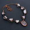 Rose Quartz Necklace Gemstone Jewelry, Copper Electroformed Adjustable Chain Necklace, Gift For Women Handmade Necklace