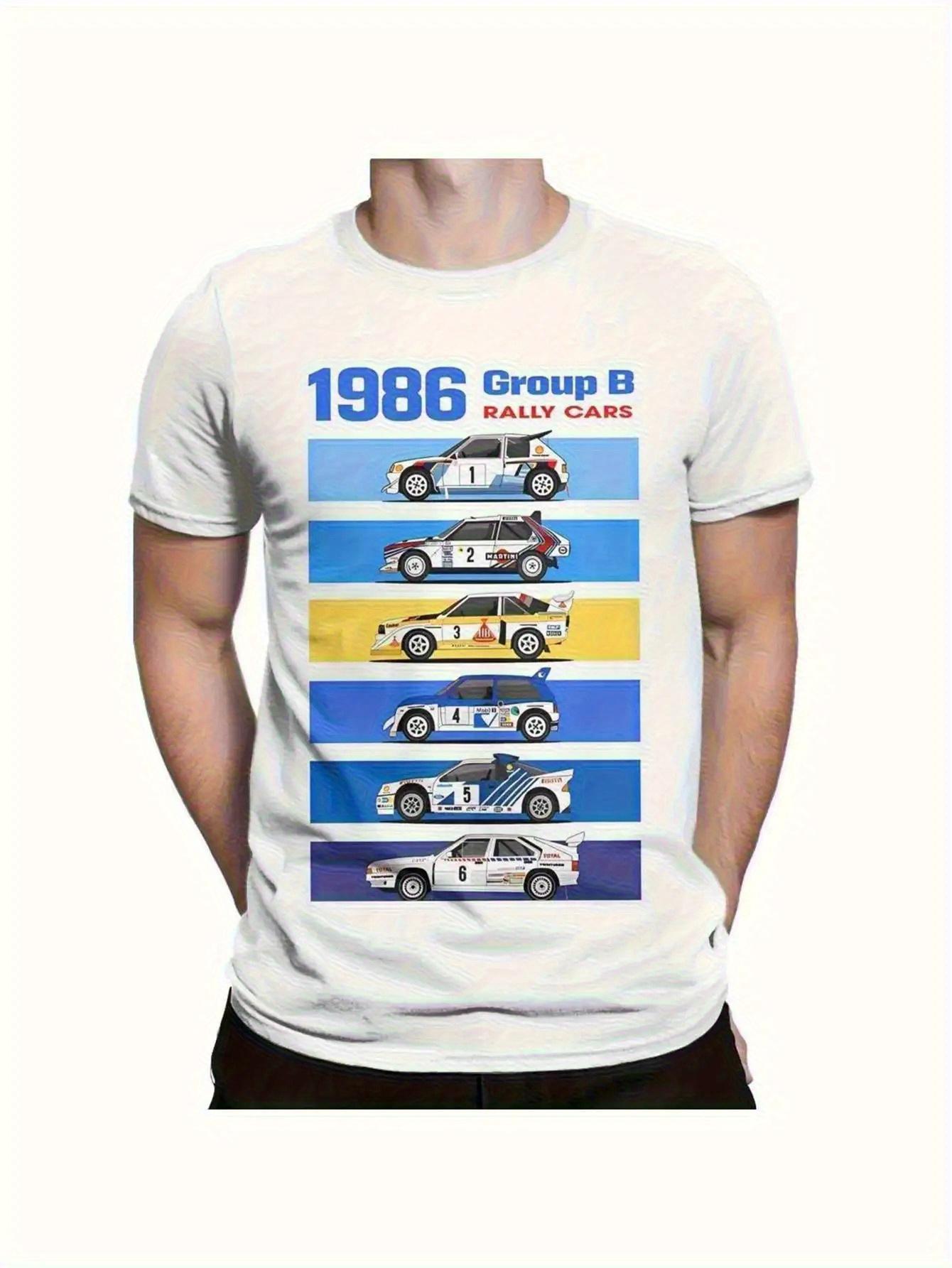 Men S Vintage 1986 Group B Rally Race T-Shirt - Heavyweight 50% Retro Racing Tee XL