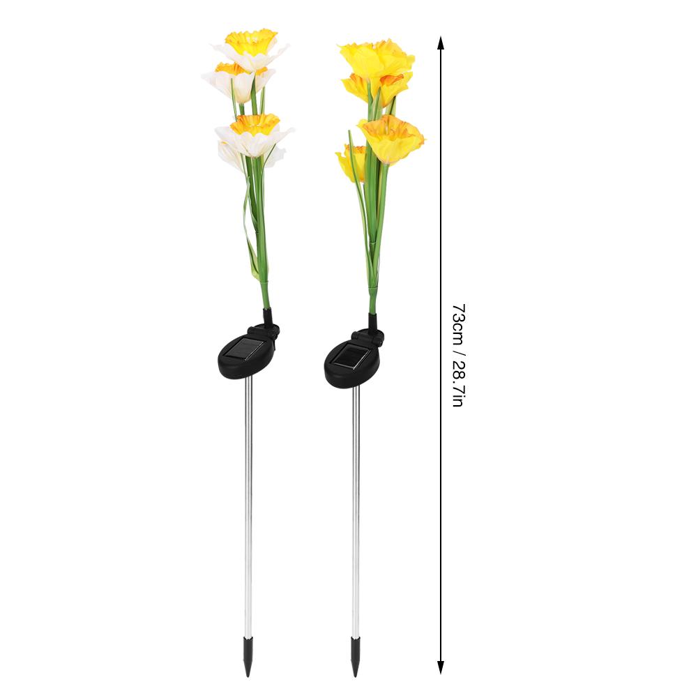 Outdoor Solar Powered LED 4 Daffodil Flowers Lights Lamp for Garden Patio Backyard Decoration