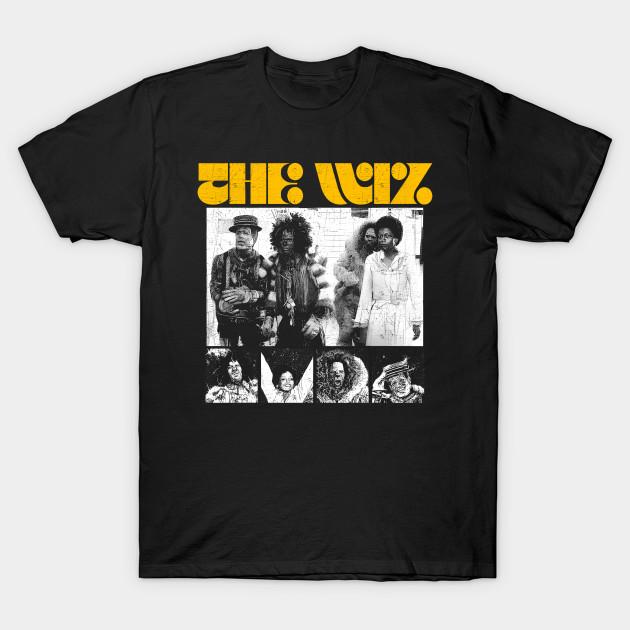 Men Black Print T-shirt 70S The Wiz Musical Movie No-Cut Transfer Paper Print Cotton Tshirt S