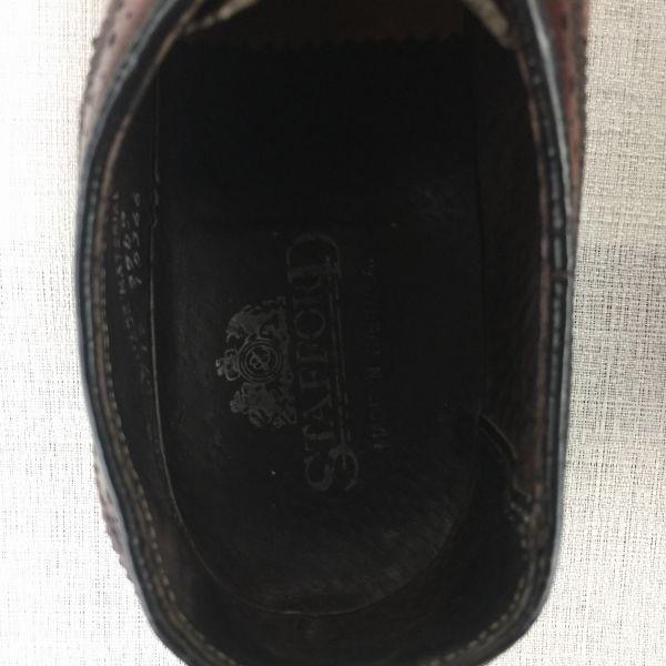 80s Vintage STAFFORD Long Wingtip Leather Business Shoes Brown size 8.5B 25.0-26.0 Men's(USED)