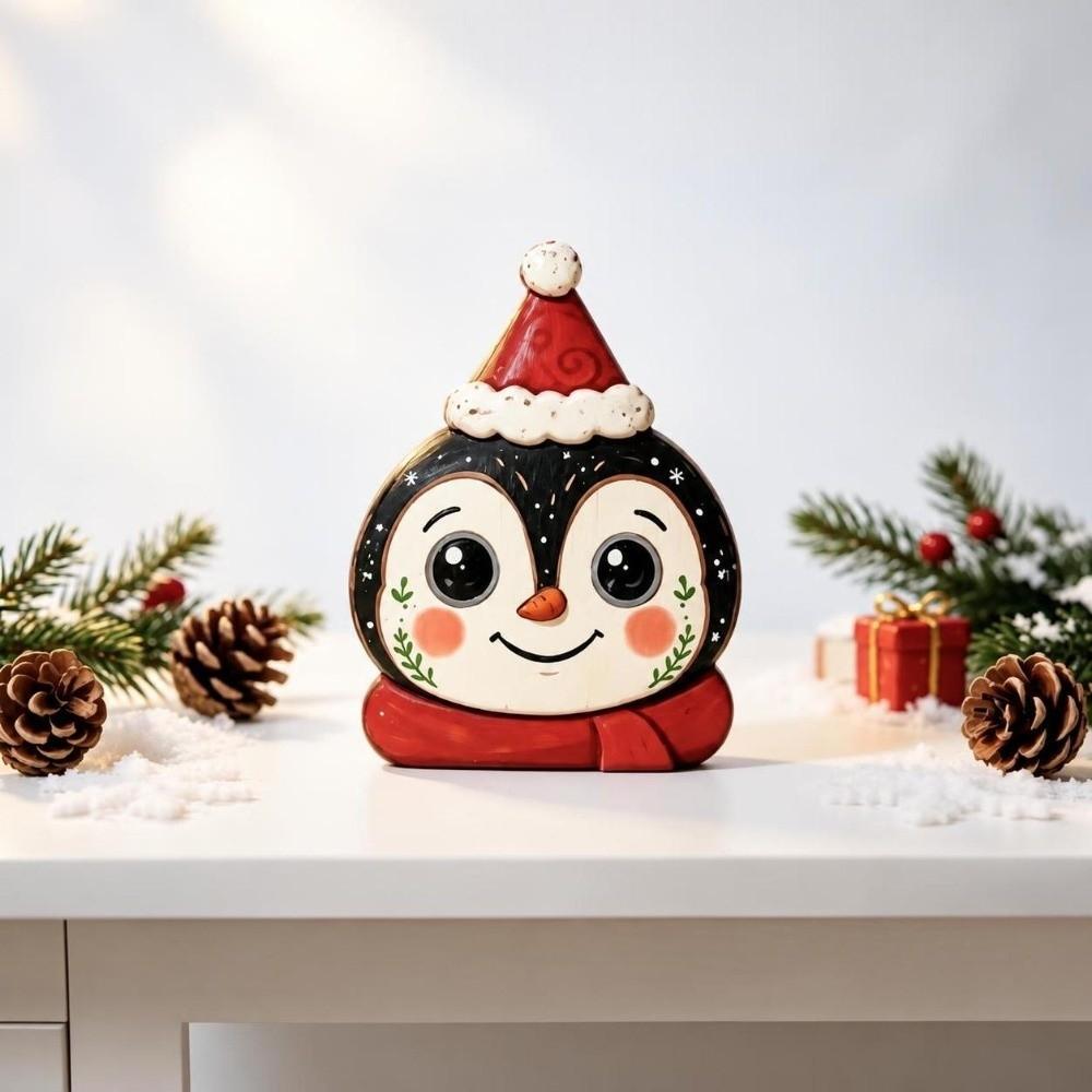 Snowman Christmas Tabletop Figure Wooden Freestanding Mantel Figure Mantel Decor