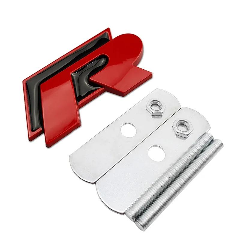 WGLRK1 For Volkswagen VW Rline GTI Golf 5 6 7 Jetta Passat Touran Scirocco Metal R Badge Car Front Grille Emblem Rear Trunk Stickers