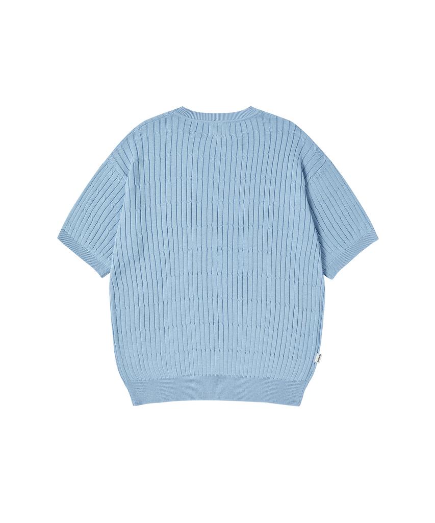 NOWANDTOMORROW Cable Half Knit [Sky Blue]