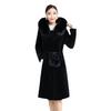 Sheep shearing coat women's long new waist thickened hooded imitation fox fur collar imitation fur coat