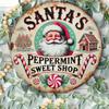 Vintage Santa Claus Candy Store Metal Tin Sign Christmas Wall Decor Holiday Gift