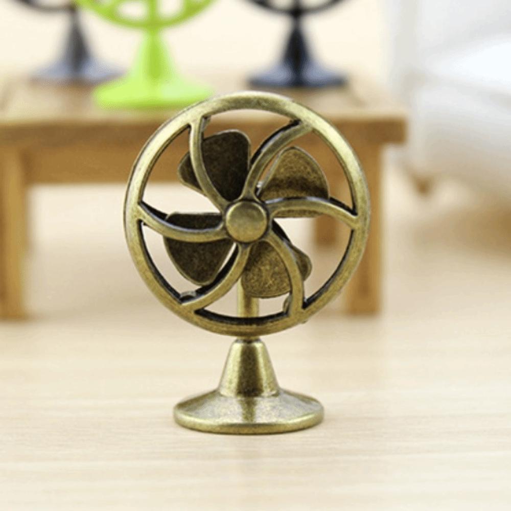 1:12 Scale Dollhouse Electric Fan Retro Mini Fan Model Miniature Doll Fan Furniture  DIY Toy