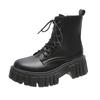 Fashion Rimocy 2025 New Women White Ankle Boots PU Leather Thick Sole Lace Up Combat Booties Female Autumn Winter Platform Shoes Woman