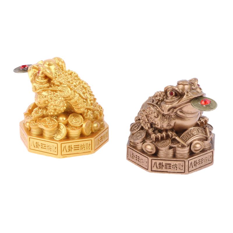 Three Legged Money Frog Feng Shui Toad Statue Wealth Lucky Ornament for Home Office Fortune Decor