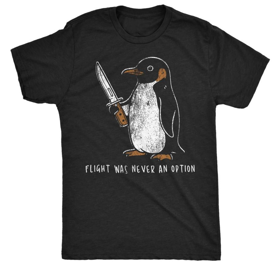 Mens Funny T Shirts Flight Was Never An Option Sarcastic Penguin Graphic Novelty S