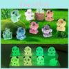 Figure di Panda Colorate in Resina con Funzione Luce Notturna per Giardino e Scrivania