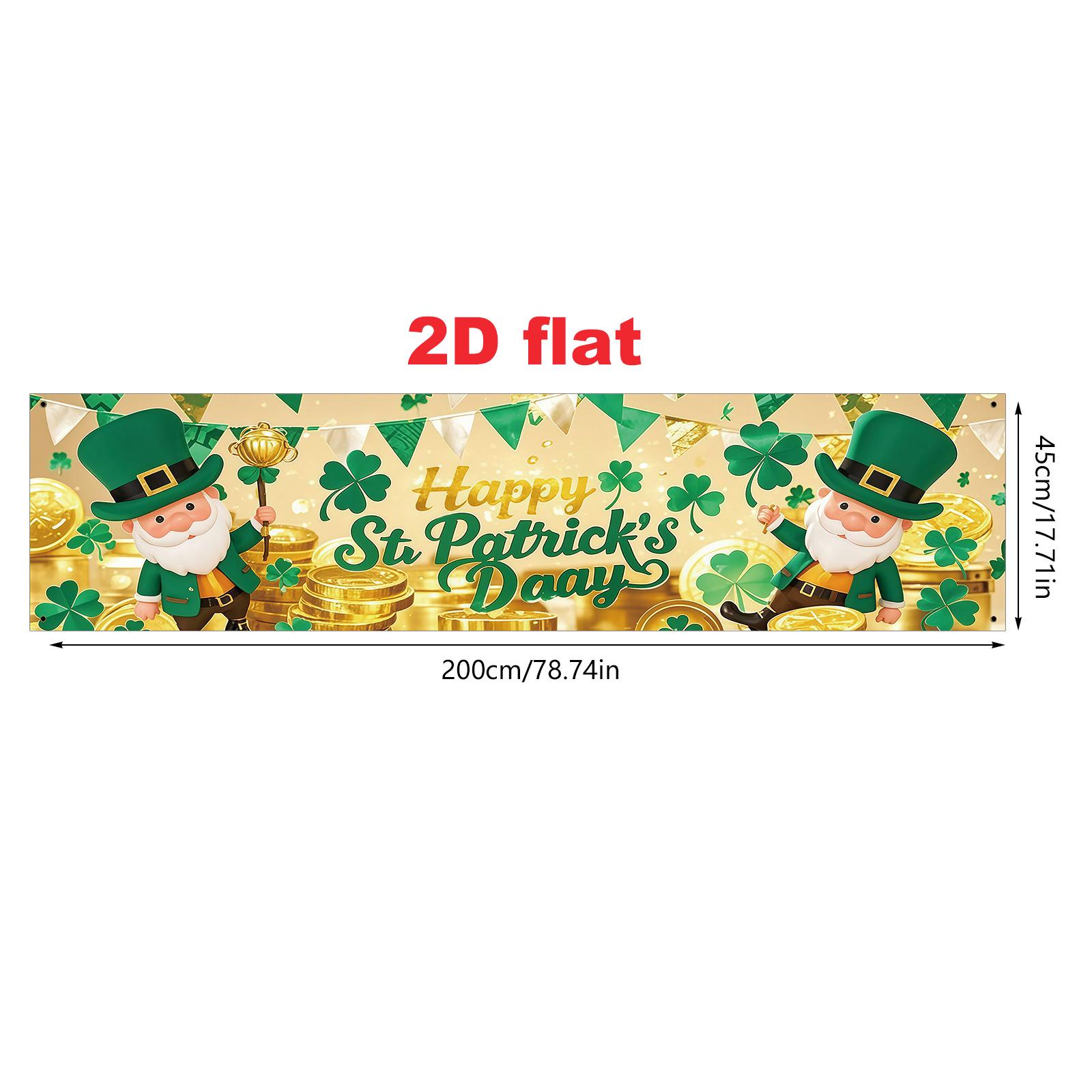

Four-Leaf Clover Gold Coin Cross St. Patrick s Day Outdoor Banner 45x200 cm