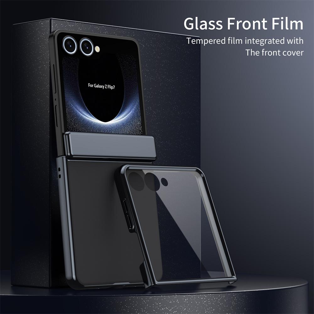 Luxury Matte Plating AG Hinged Phone Case For Samsung Galaxy Z Flip 7 FE 6 5 4 3 Screen Protect Film Hard Shell Shockproof Cover