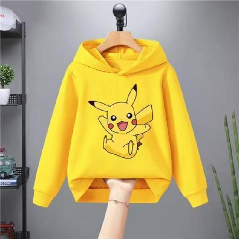 Jungen Freizeit-Hoodie Herbst Winter Modisch Kreativ Niedlich Cartoon Pikachu Warmer Bequemer Hoodie