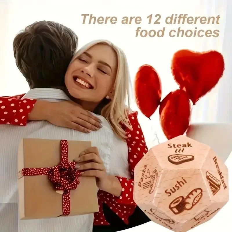 Food Decides Dice 12 Sides, Date Night Dice Couple Gift Ideas, Him and Her, Dinner Dice Decides, Cool Birthday Wedding Figurines