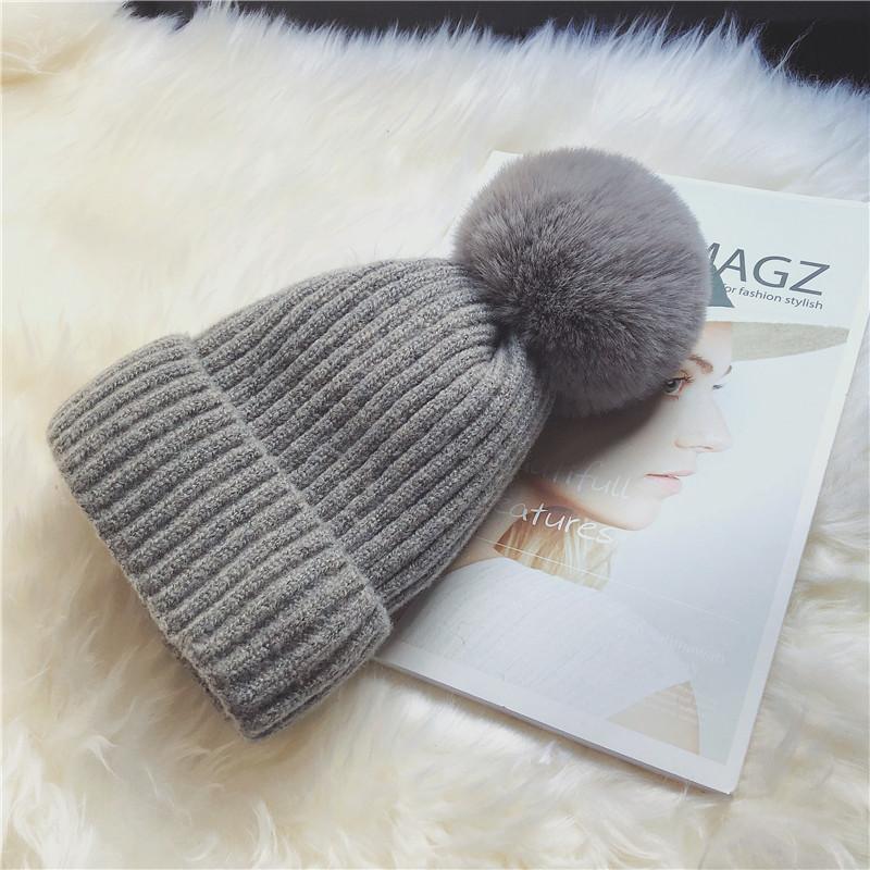 Hat Women's Winter Tide Fleece Thickened Ball Warm Knitted Wool Hat Autumn and Winter Fashion Cute Bag Hat