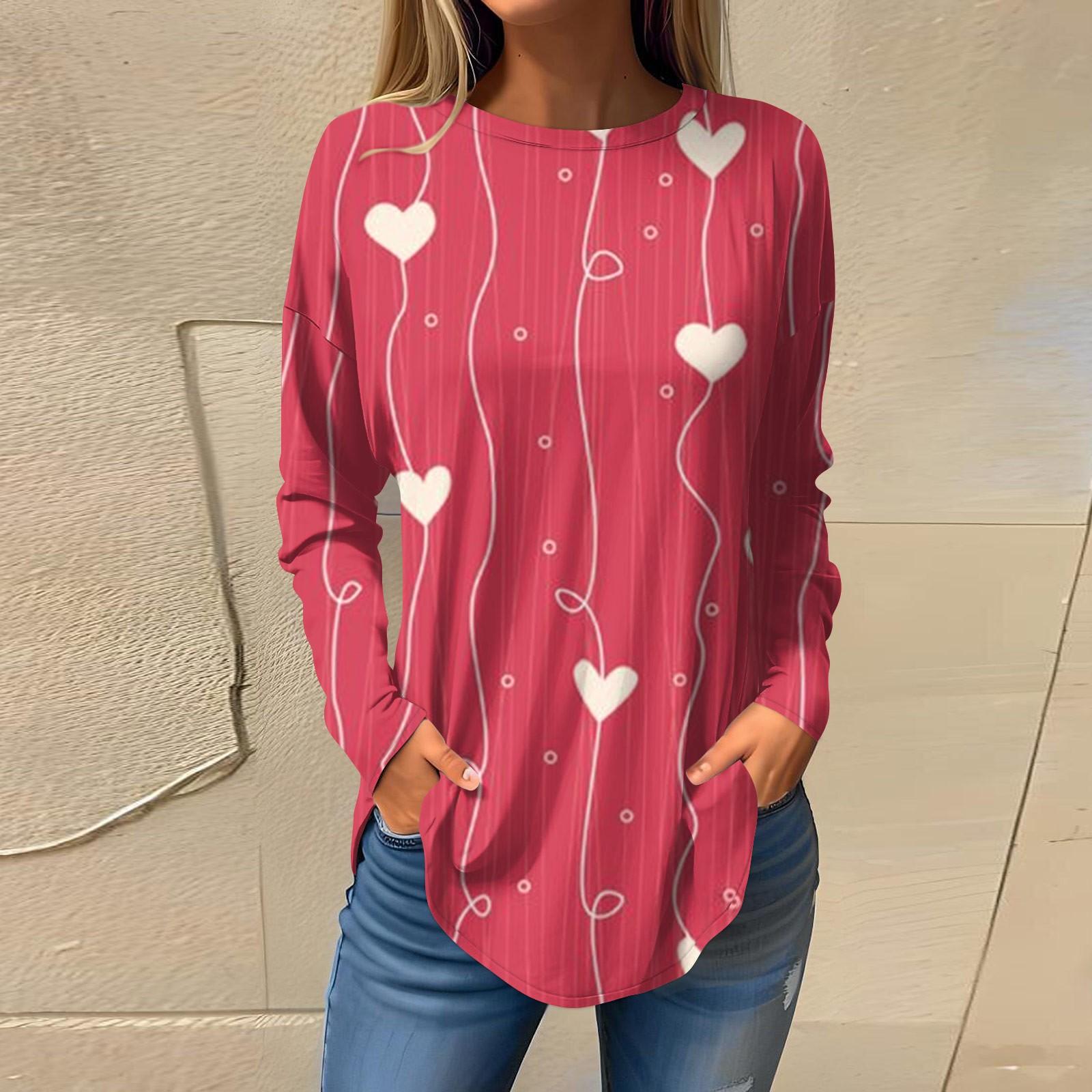 

Tee Shirts For Women Fall Casual Long Sleeve Shirts Sweatshirt Top Pullover L