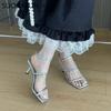 Fashion SUOJIALUN 2025 Summer New Brand Women Sandal Fashion Narrow Band Ladies Elegant Gladiator Shoes Thin High Heel Dress Pumps