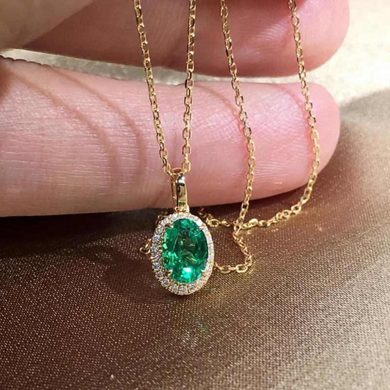 Fashion Girls Pendant Necklace Bright Green Crystal Stone Wedding Anniversary Statement Jewelry For Women  Wholesale