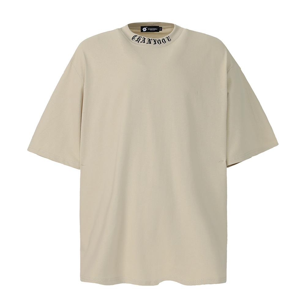 

Футболка с коротким рукавом и вышитыми буквами, повседневный топ, мужская летняя свободная футболка с круглым вырезом и коротким рукавом, Instagram High Street Trendy XL хаки