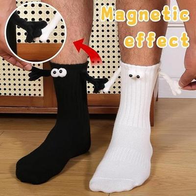 1 par de calcetines magnéticos tomados de la mano calcetines divertidos calcetines de amistad regalos para pareja, novio, mejores amigos