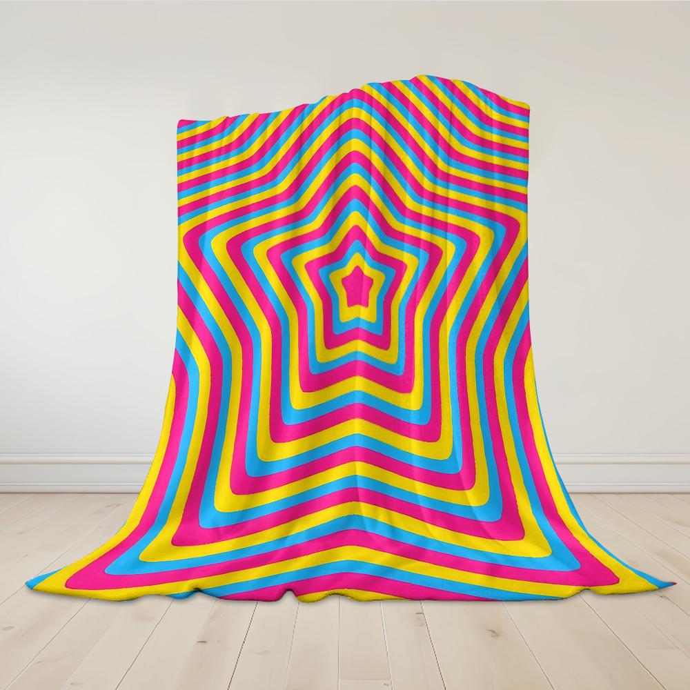 Colorful Star Flannel Blanket Warm Soft Halloween Christmas Couch Warm Cozy Decorative Decor Gift for All Season