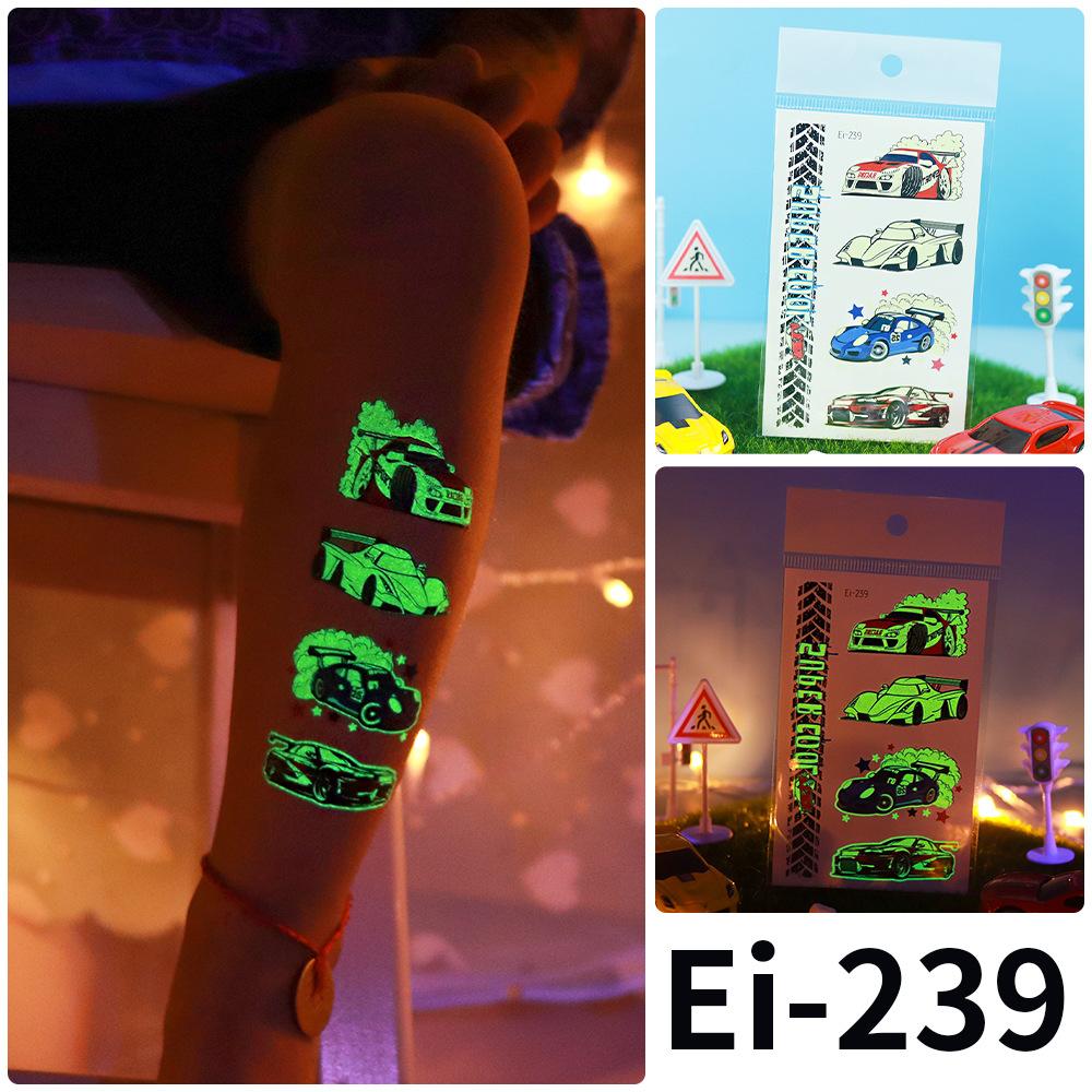 Children's Cartoon Glow-in-the-dark Tattoo with Fluorescent Green Waterproof Bonus Sticker