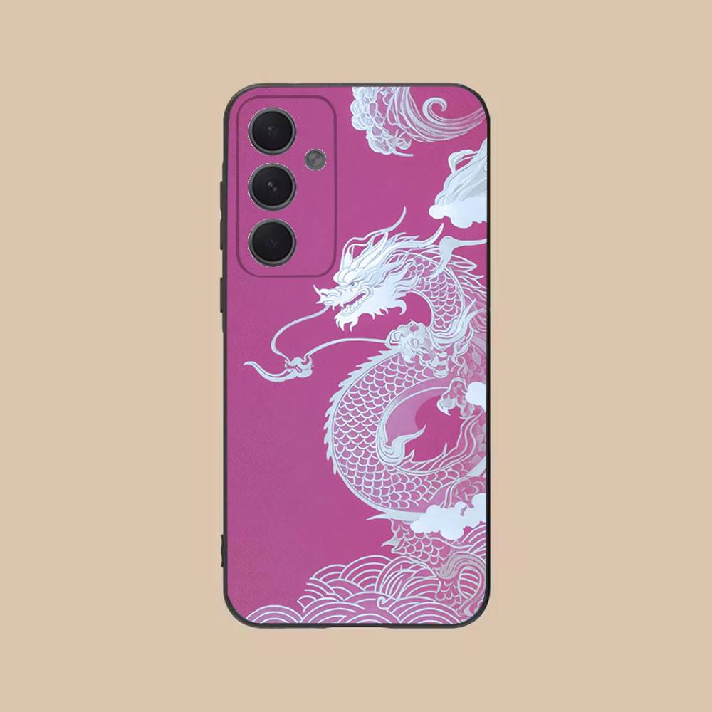 Fashion Chinese Dragon Phone Case For Samsung S25,24,21,22,23,20,S30,Ultra,Plus,Fe,Lite,Note,5G Black Soft