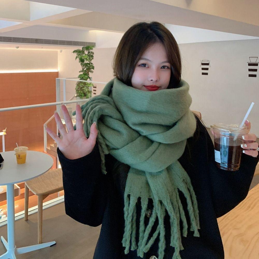 Solid Color Winter Cashmere Scarf Soft Shawl Wrap New Long Tassel Scarves Women