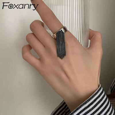 Silver Color Rings for Women Trendy Elegant Charm Vintage Creative Unique Tassel Design Thai Silver Party Jewelry