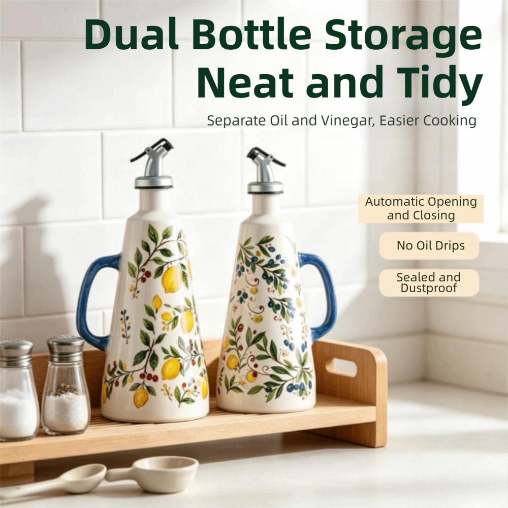 Cone-shaped Olive Oil Dispenser Automatic Pouring Ceramic Seasoning Bottle  Restaurant
