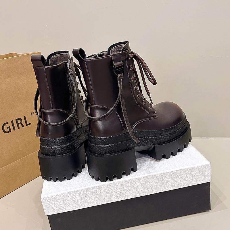 Fashion 9CM Women's Chunky Motorcycle Boots Autumn Microfiber Leather Hidden Heels Sneakers Winter Punk Boots Platform Ankle Boots