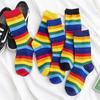 Women's Rainbow Striped Tube Socks: Korean Style, HyunA Inspired, Trendy & Colorful