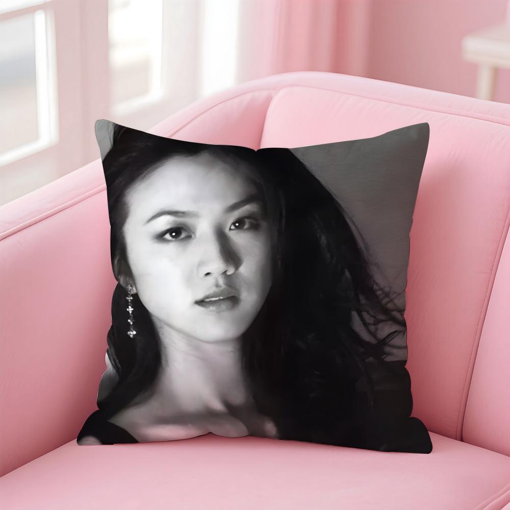 Elegant Beautiful Actress TTang Wei Cushion Cover Pillowcase Short Plush Invisible zipper Room Sofa Cushion Cover
