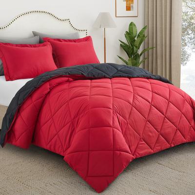 2/3Pcs Reversible Comforter Bedding Set, Comforter Set Queen/King Size,For All Seasons, 1 Comforter And 1/2 Pillow Shams