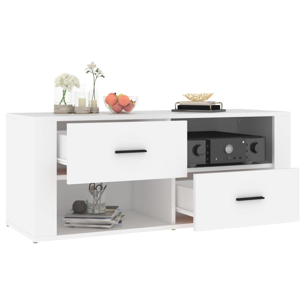 Vidaxl Szafka Pod Tv, Biała, 100X35X40 Cm, Materiał Drewnopochodny