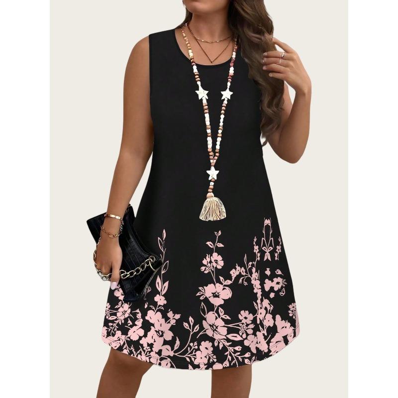 Women Abstract Geometric 3D Print Dress O Neck Sleeveless Loose Casual Mini Dress Summer Daily Outfit Dresses