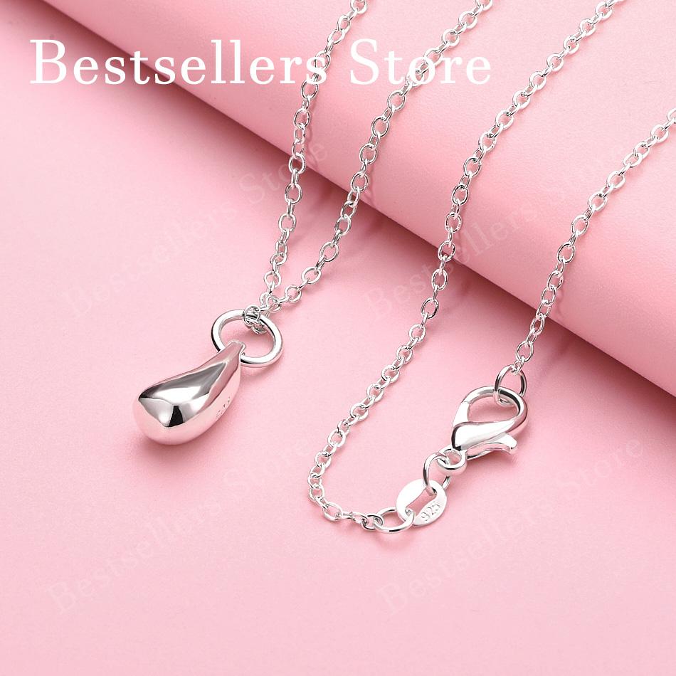 925 Sterling Silver 16-30 Inch Exquisite Water Droplet Pendant Necklace for Women's Wedding Fashion Accessories Jewelry