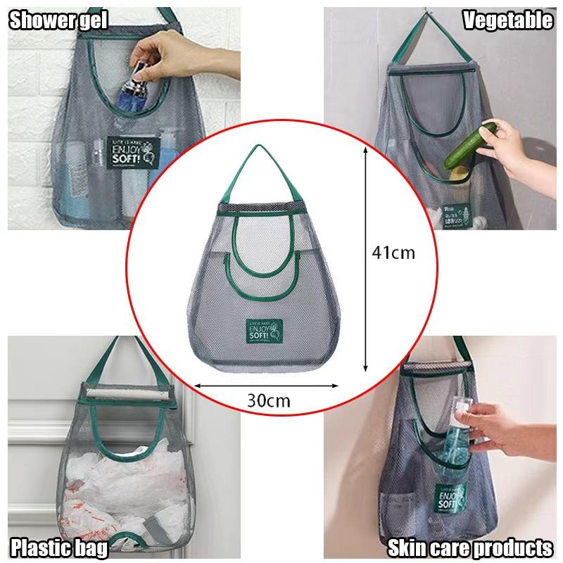 Reusable Hanging Mesh Storage Bags Durable Kitchen Home Fruit Vegetable for Ginger Garlic Potatoes Onions
