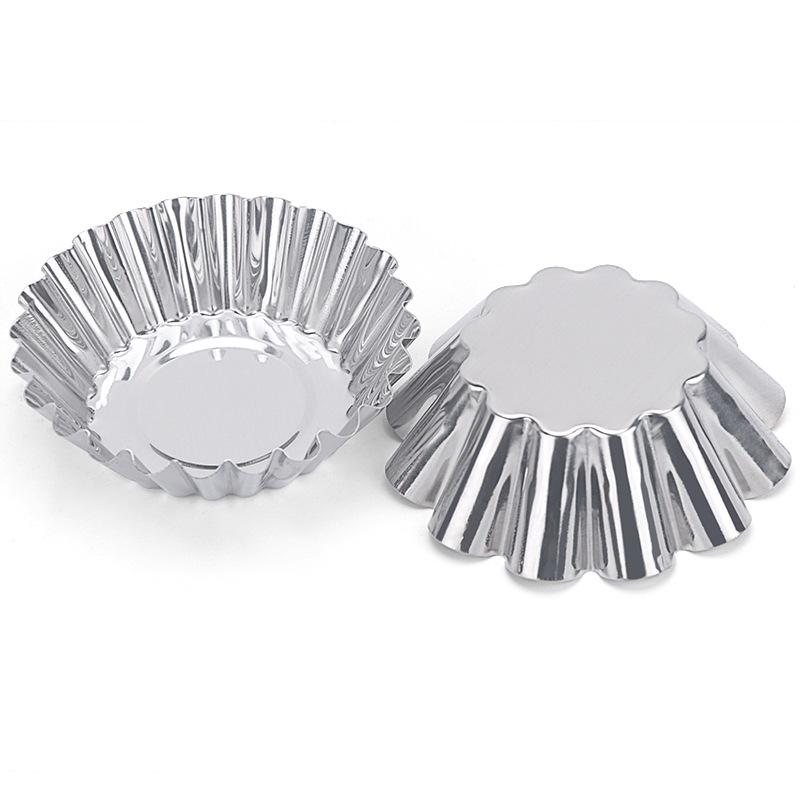 10pcs 430 stainless steel egg tart mold lace egg tart egg tart mold Portuguese tart chrysanthemum cup egg tart cup baking tools