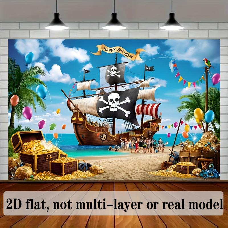 One 2D flat banner specially designed for the pirate adventure birthday celebration event as a photo prop. Polyester