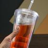 450ml Reusable Double-layer Plastic Transparent Drinking Cup Water Bottle With Lid Straw Cup Outdoor Drink Tea Milk Mug Tools