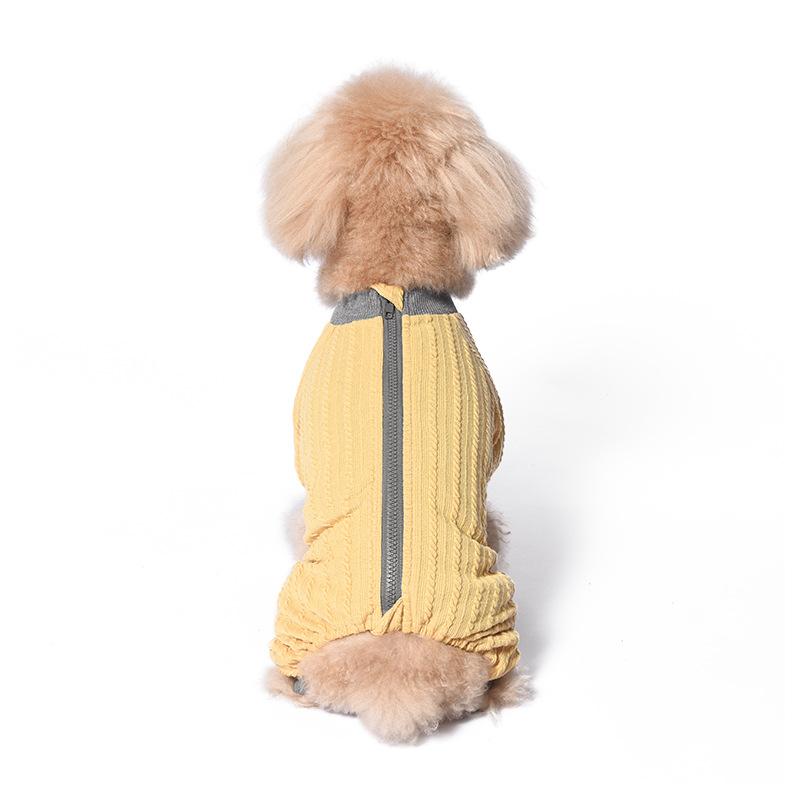 

Autumn and winter new pet clothes antibacterial fabric four-legged clothes zipper dog sweater knitted sweater s 1.5-2.5kg жёлтый