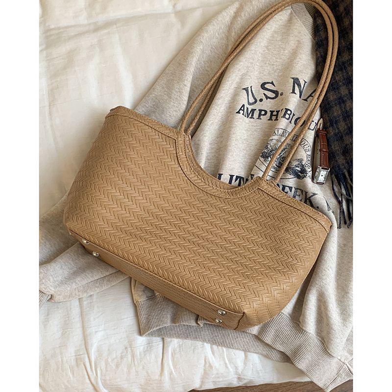2025 Модная ретро плетеная вручную сумка-тоут большой вместимости