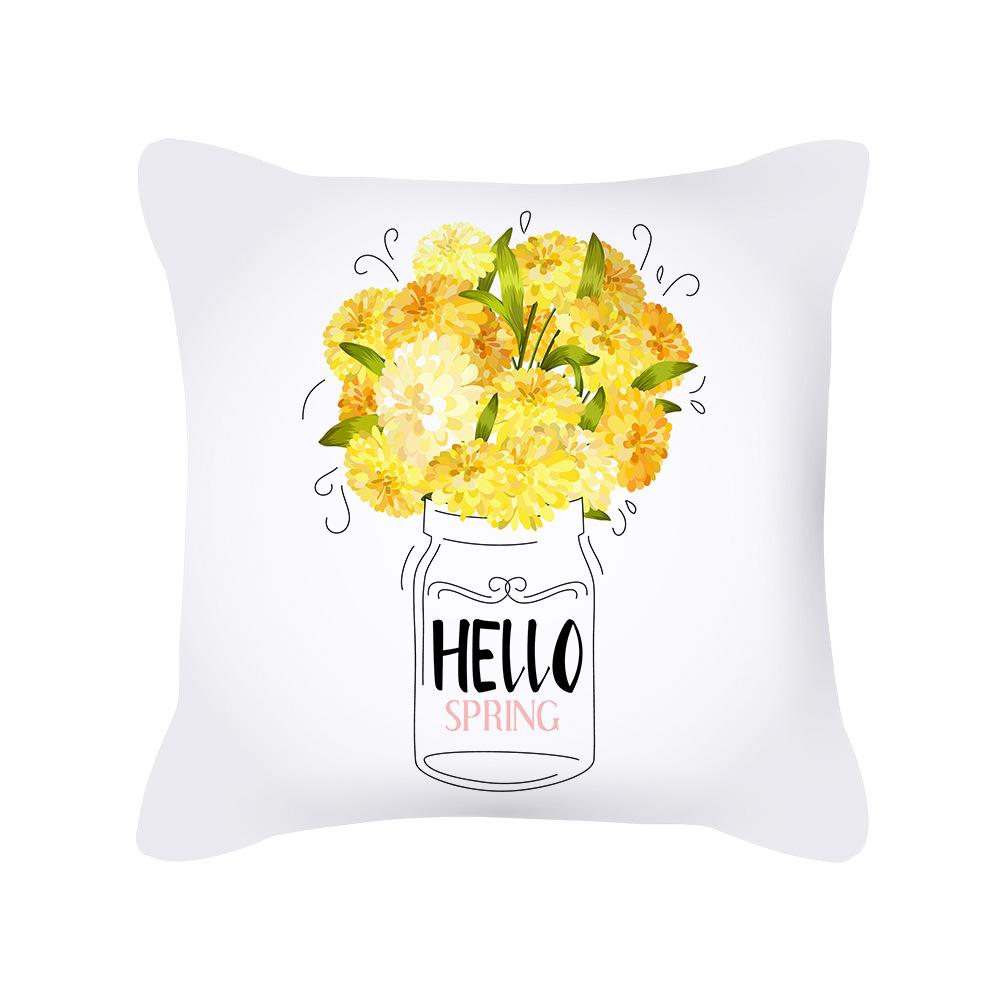 New Thanksgiving Throw Pillow Cover Yellow Letter Sunflower Office Cushion Sofa Pillow Cover